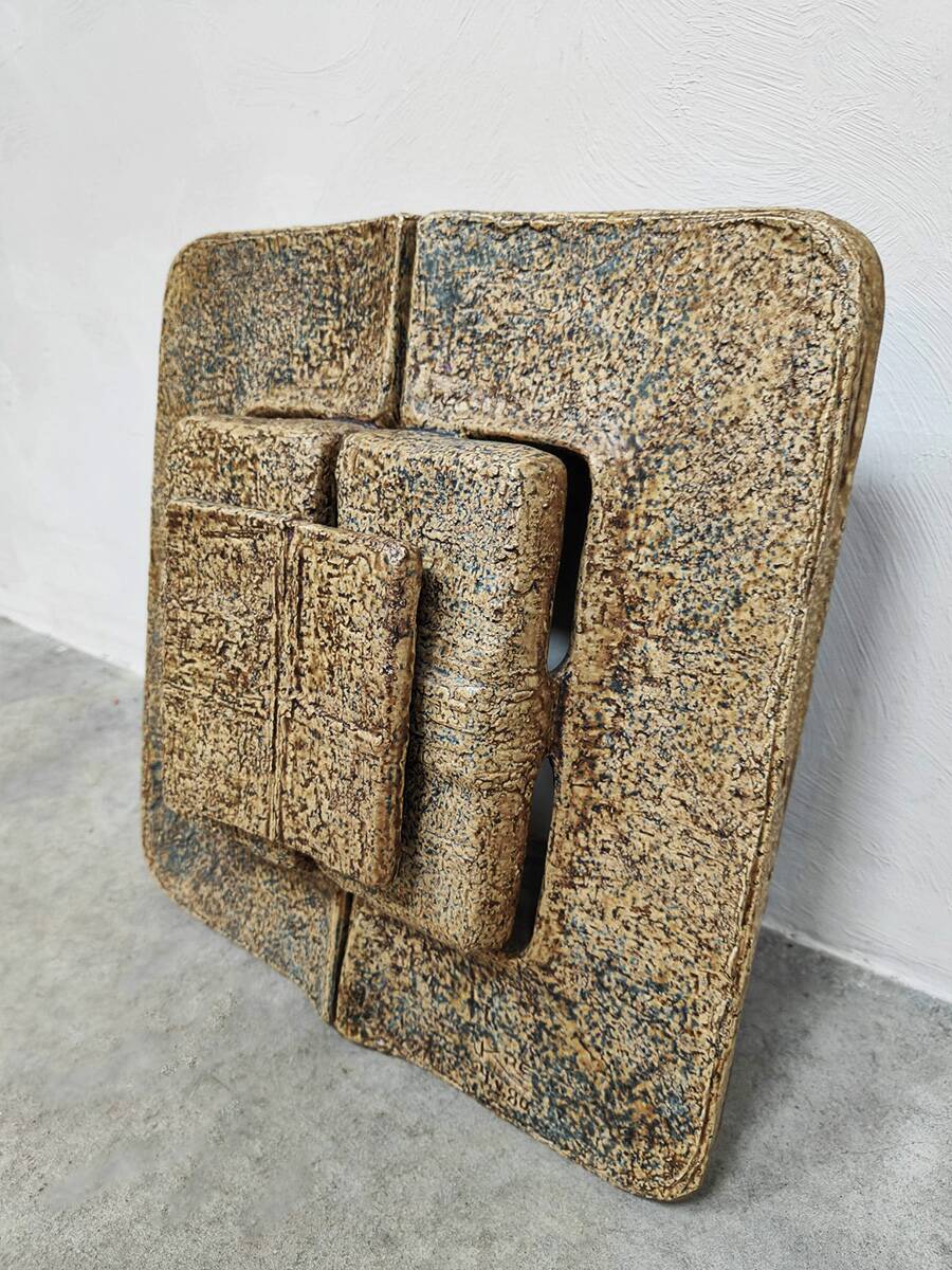 Rare large vintage brutalist ceramic wall light 1970