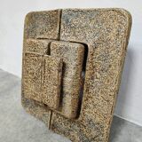 Rare vintage large brutalist ceramic wall lamp scone 1970