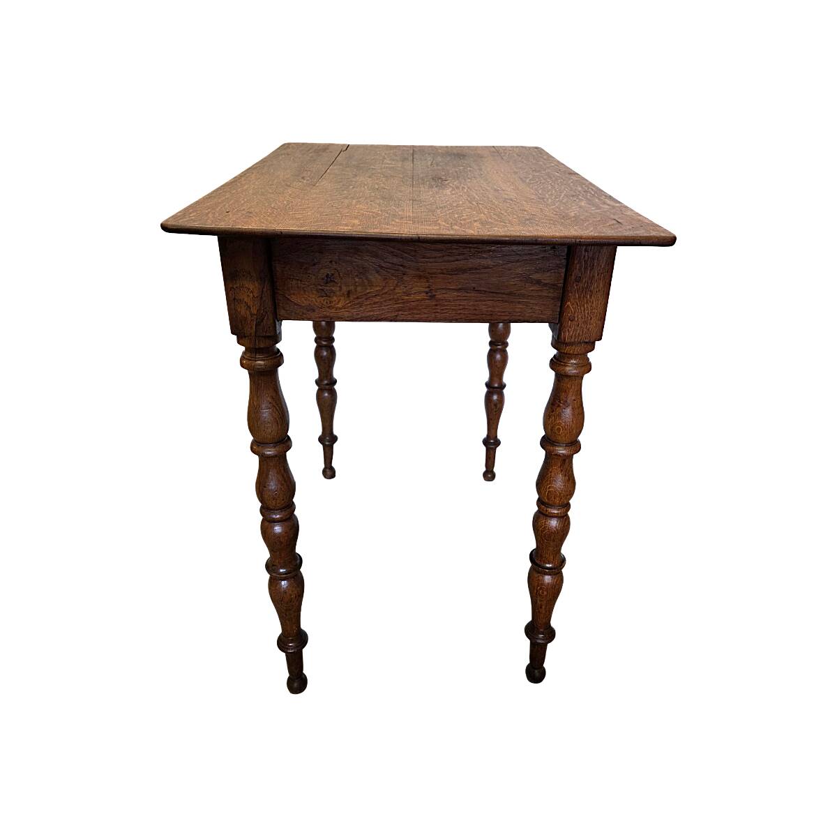 Table ancienne en chêne français avec tiroir, seconde moitié des années 1800