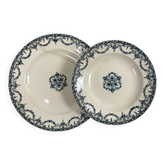 Lot Assiette et Plat, Terre de fer, Excelsior, E. Bourgeois, Fin XIXème