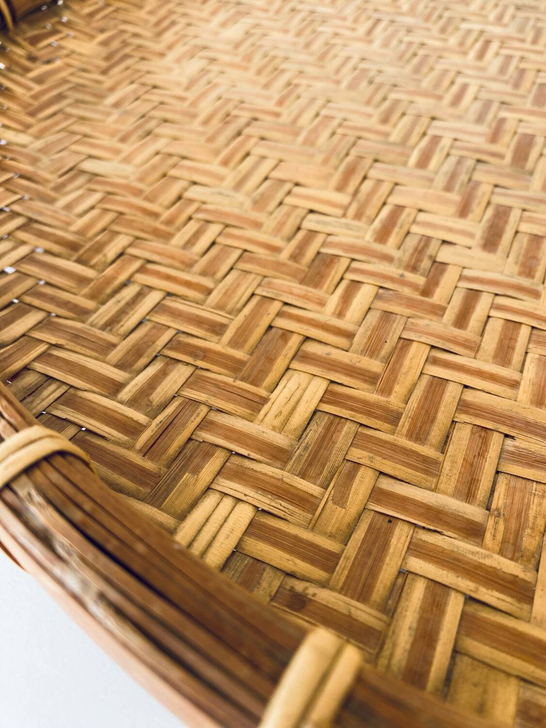 Large round bohemian bamboo tray