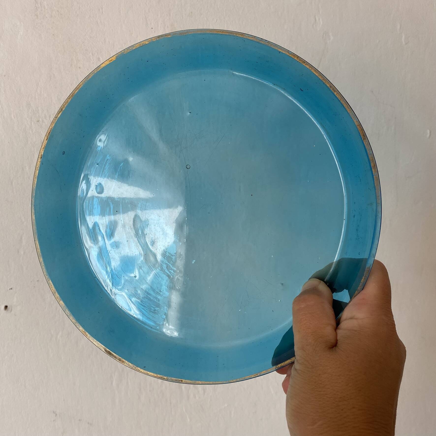 Antique glass jug and tray