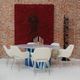 Contemporary Wood Italian Dining Table with Marble Top After Gio Ponti