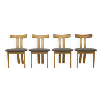 T-Shaped Dining Chairs in Oak and Wool, 1970s