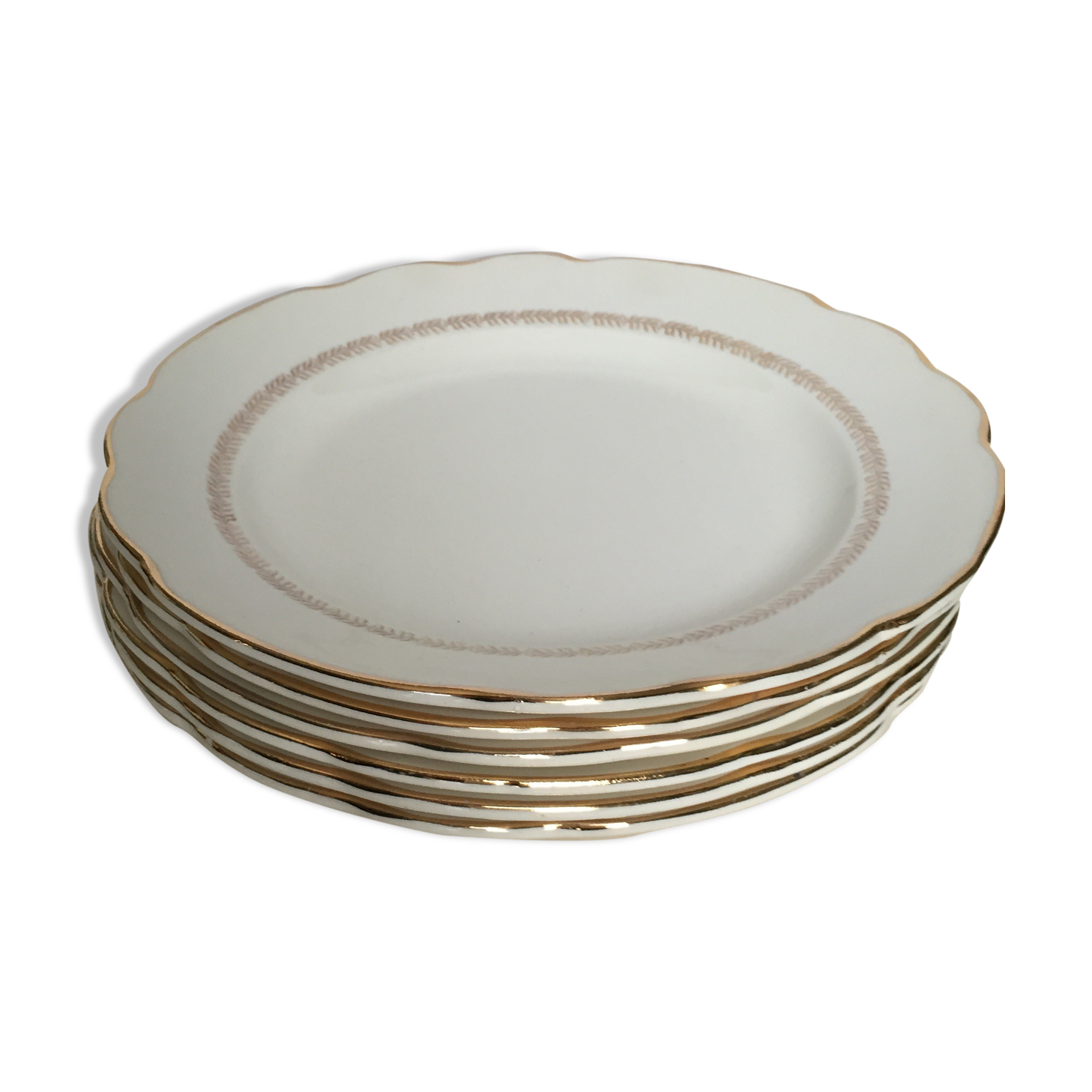 Assiettes plates blanches Gien | Selency