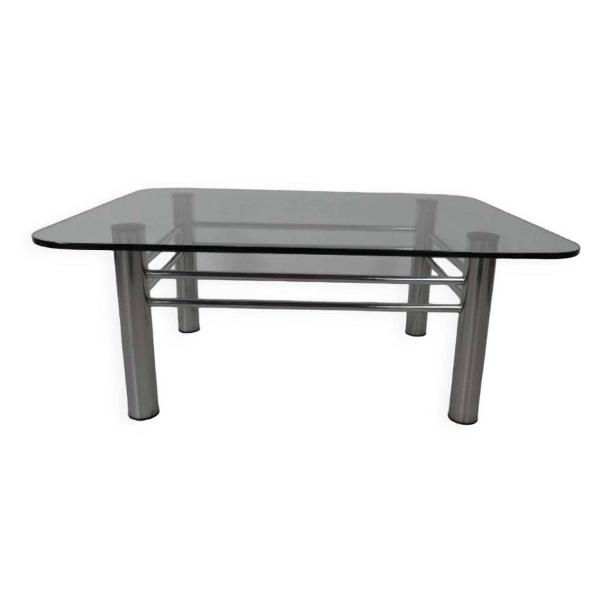 Table basse chromée avec verre années 1970