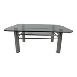 Table basse chromée avec verre années 1970