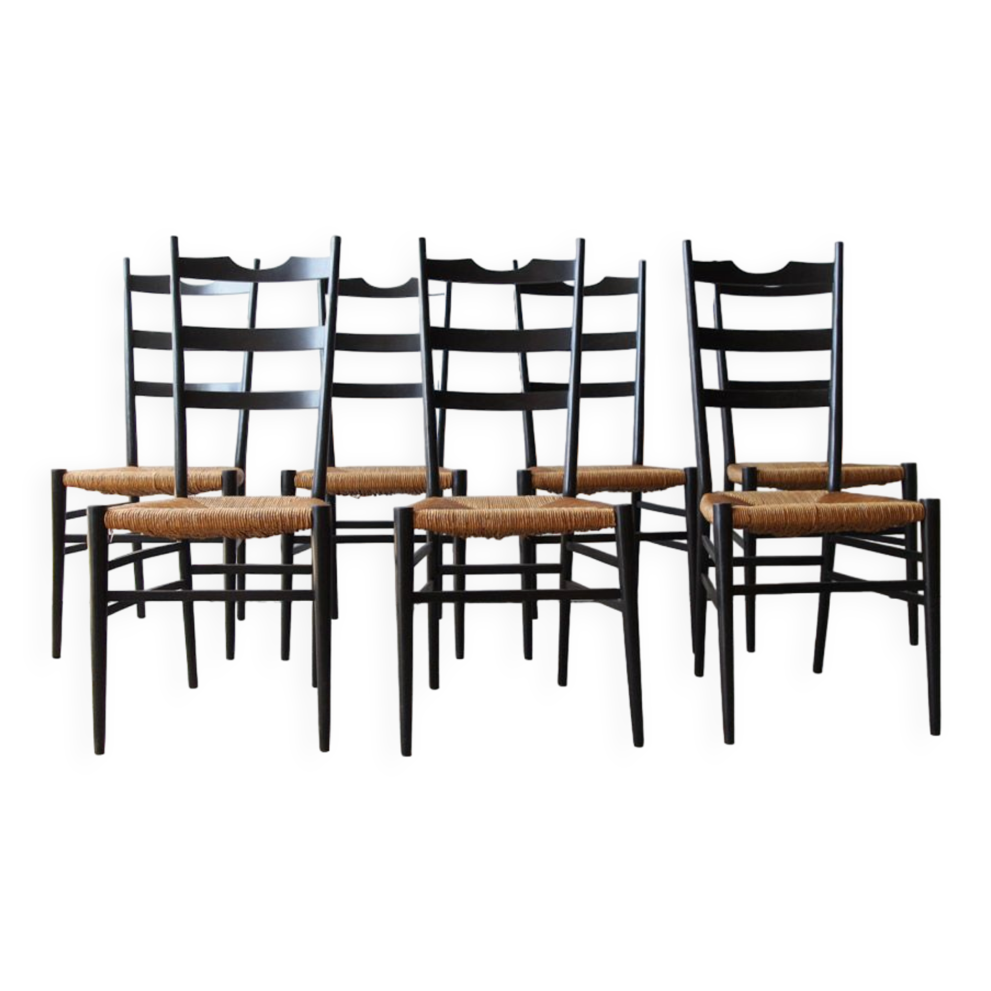Black Italian straw chairs