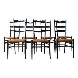 Chaises paillées italiennes noires