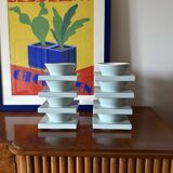 Set of 9 ceramic light blue ceramic bowls, I + I Italy, 1970s