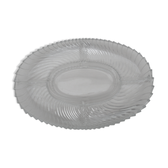 oval plate in molded glass with compartments