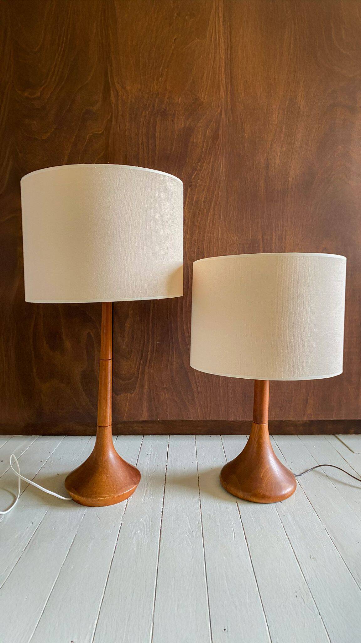 Large vintage teak table lamp, edited by Kirk, Denmark, 1960s