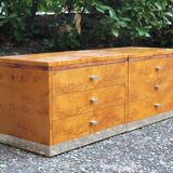 Rare pair of bedside tables in elm burl - 1970