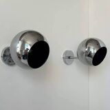 Pair of adjustable wall lights, chromed metal, France 1970