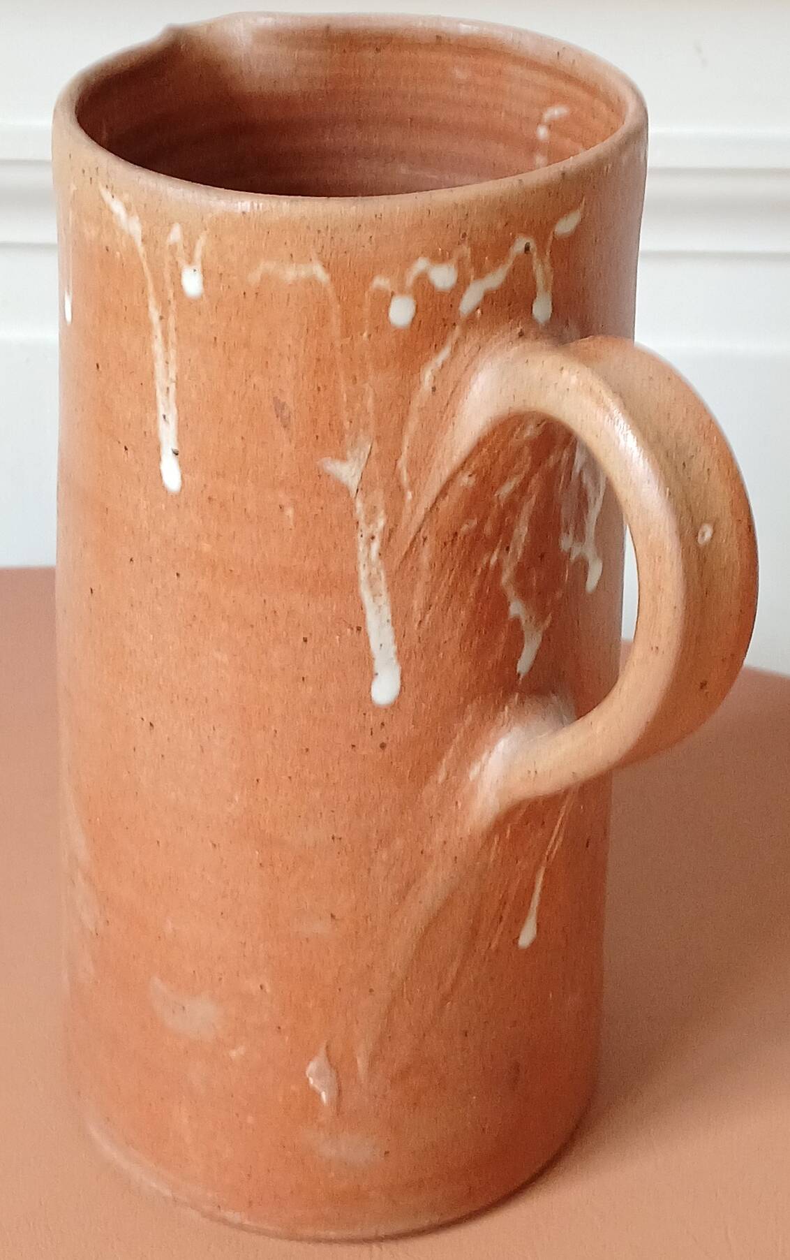 Large stoneware jug with pyrite and white glazes