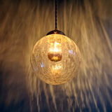 Vintage transparent cracked glass pendant, 1970s.