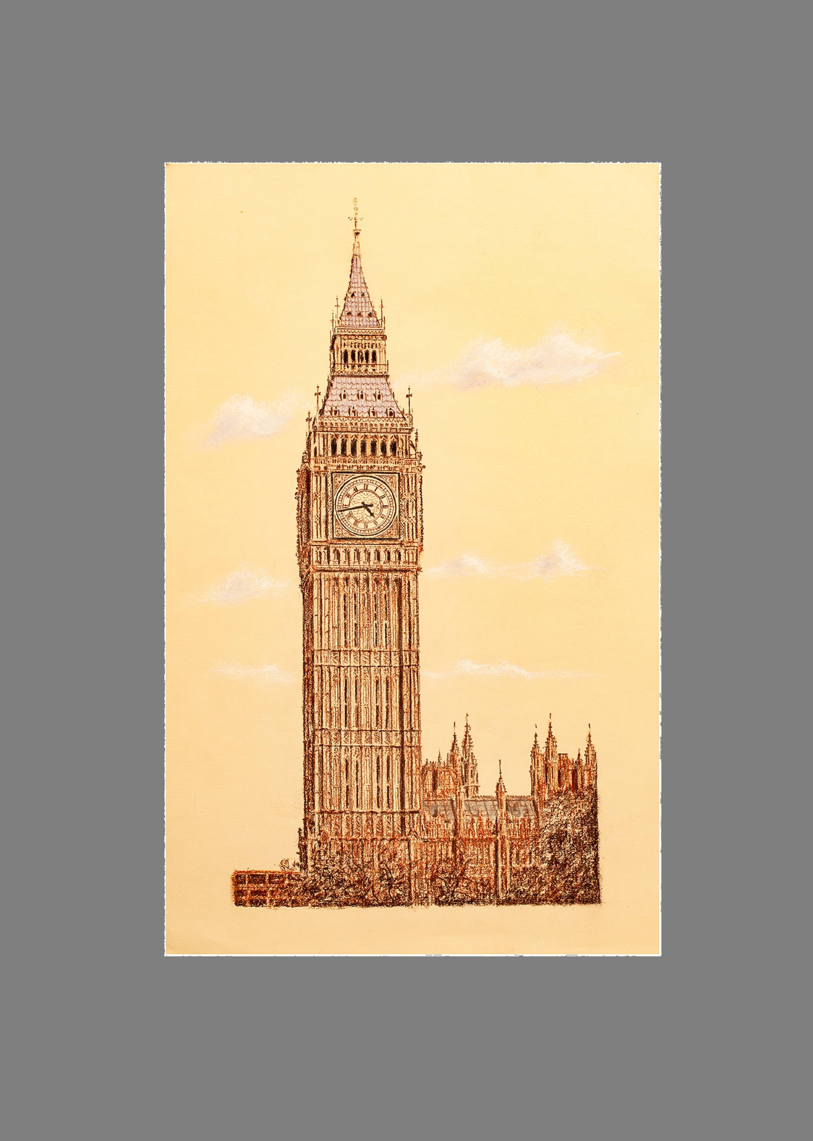 DRAWING OF THE TOWER OF LONDON. BIG BEN.