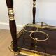 Rolling table in brass and mahogany with removable trays