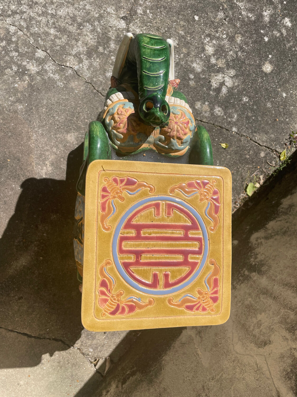 Lot of 2 vintage glazed ceramic elephants.