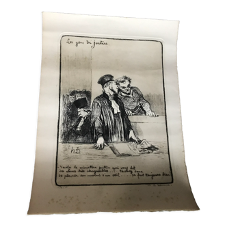 Lithographie ancienne de honoré  daumier h.d. « les gens de justice » n°178.500