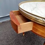 Table basse bouillotte ancienne plateau marbre style louis xvi