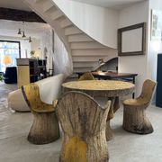 Garden furniture in concrete imitation faux wood