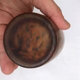 Orange / blue marble vase (signed?) old glass paste