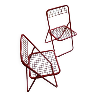 Pair of TED NET Niels GAMMELGAARD red chairs for IKEA