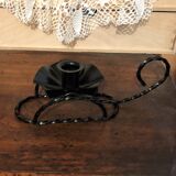 Handmade hand candle holder in vintage black wrought iron