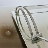 Ancien plateau miroir français en laiton chromé, art déco, années 20 30