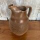 Ancien pichet grès marron décor ciselé géométrique made in france vintage