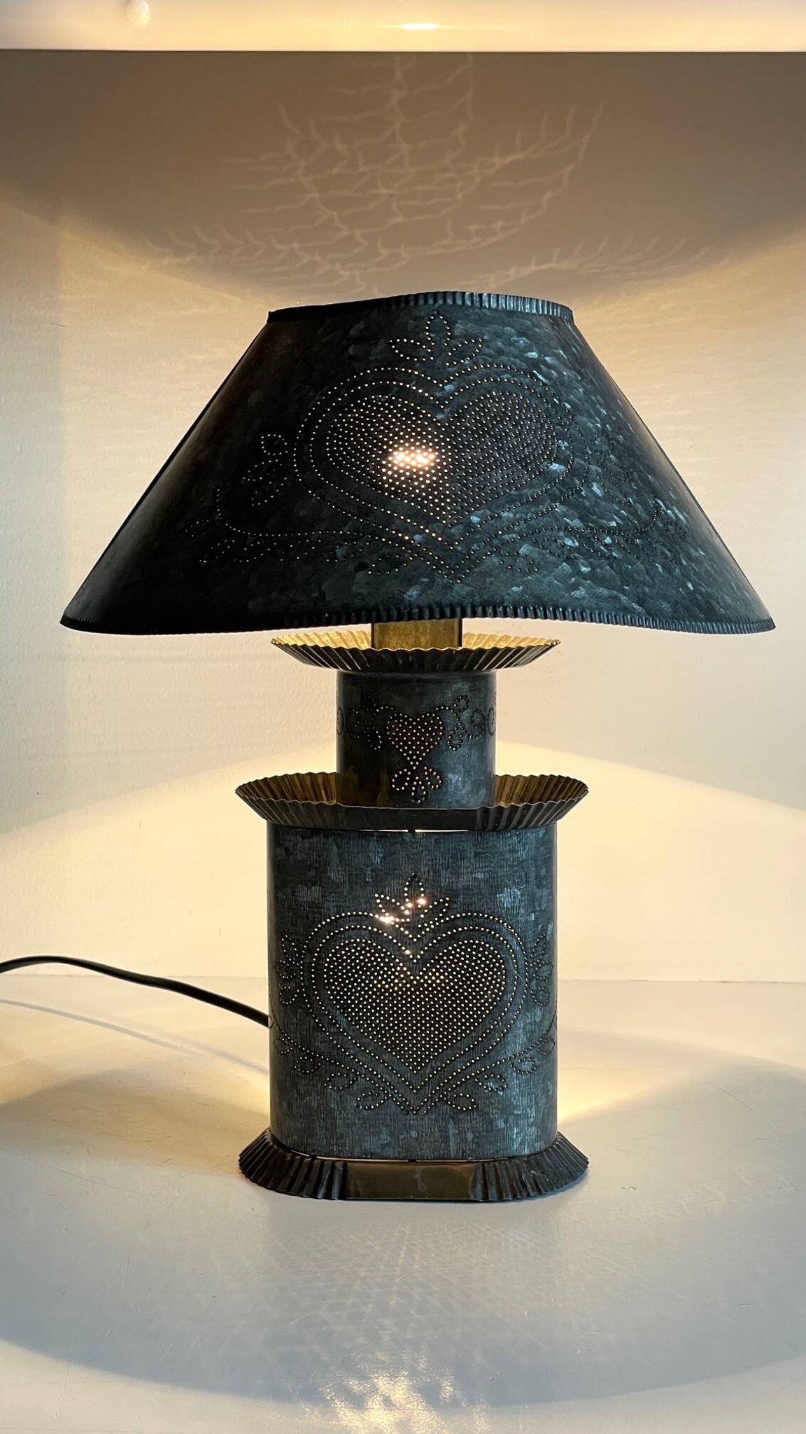 LAMPE Coeur ZINC Vintage