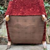 Pair of Art Deco club armchairs in burgundy red velvet, 1930s