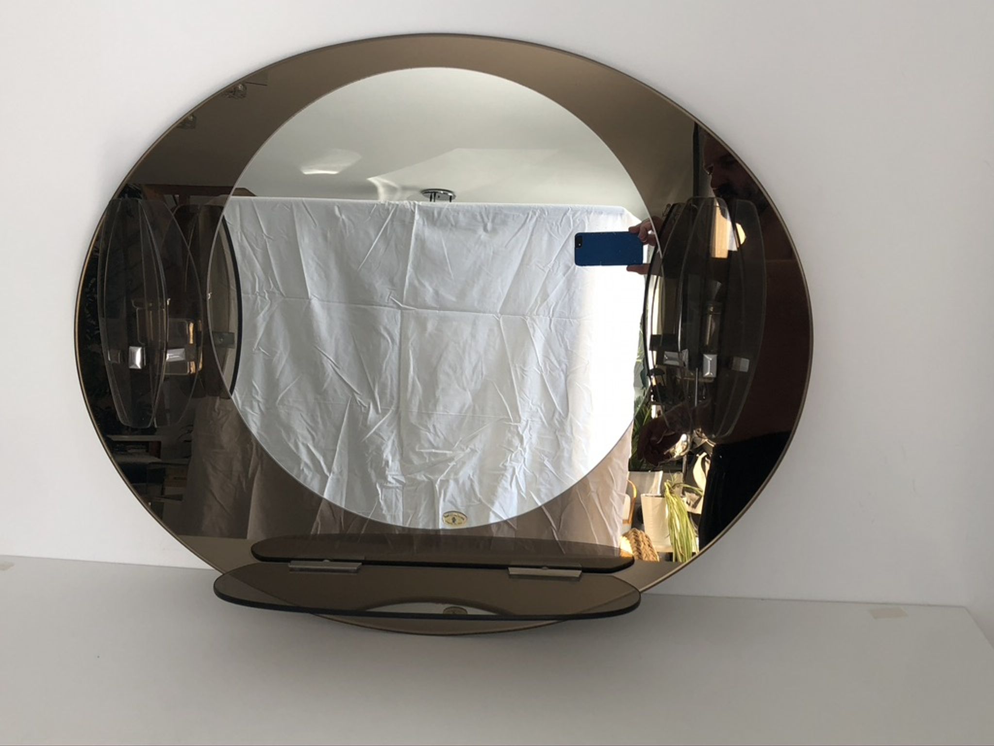 Lupi Crystal Luxor Mirror with 2 integrated wall lights and shelf