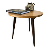 Tripod coffee table in wood and two-tone marquetry Scandinavian design 50s-60s