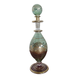 Vial / perfume bottle in tinted and cut glass golden border