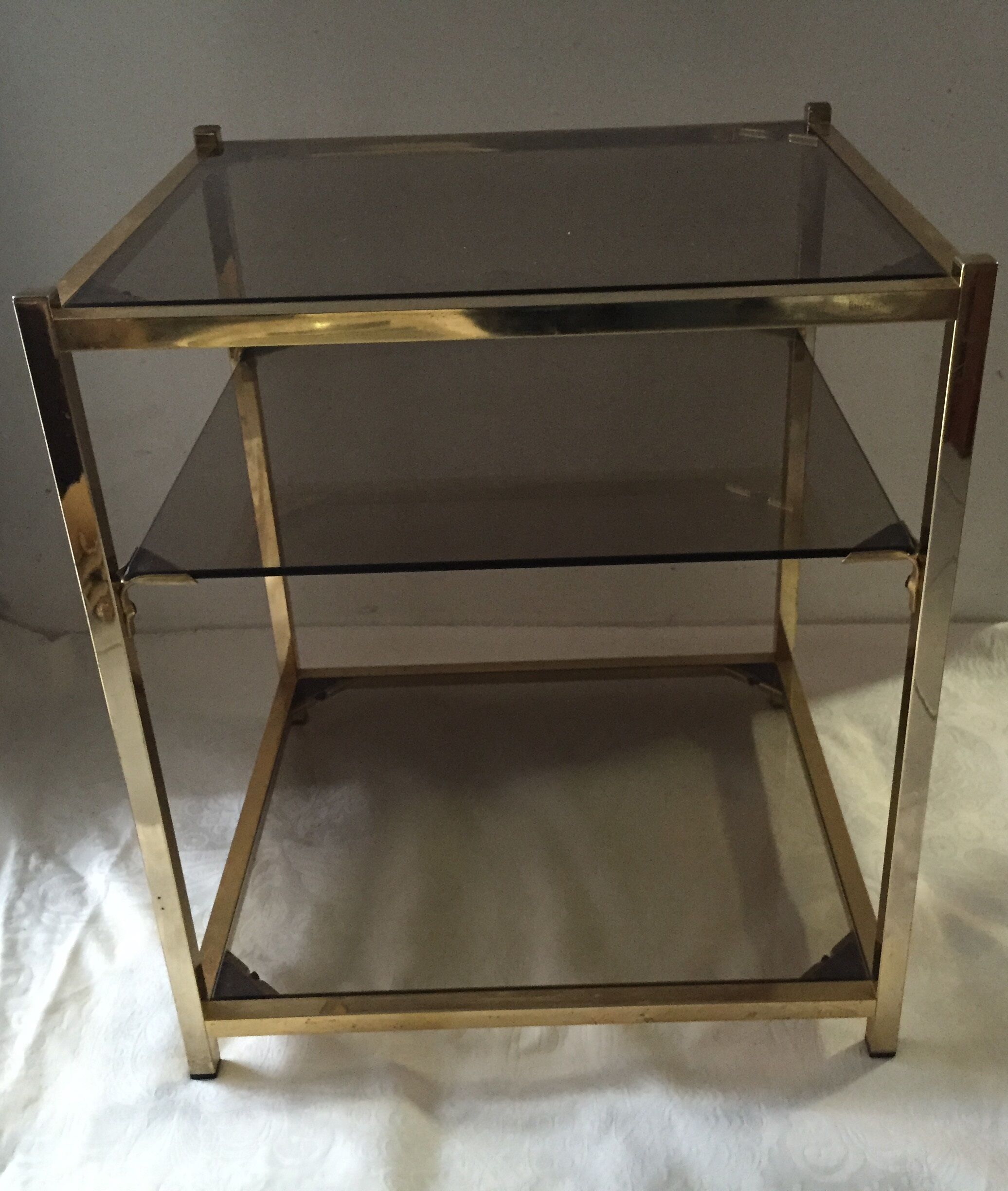 End table in smoky glass