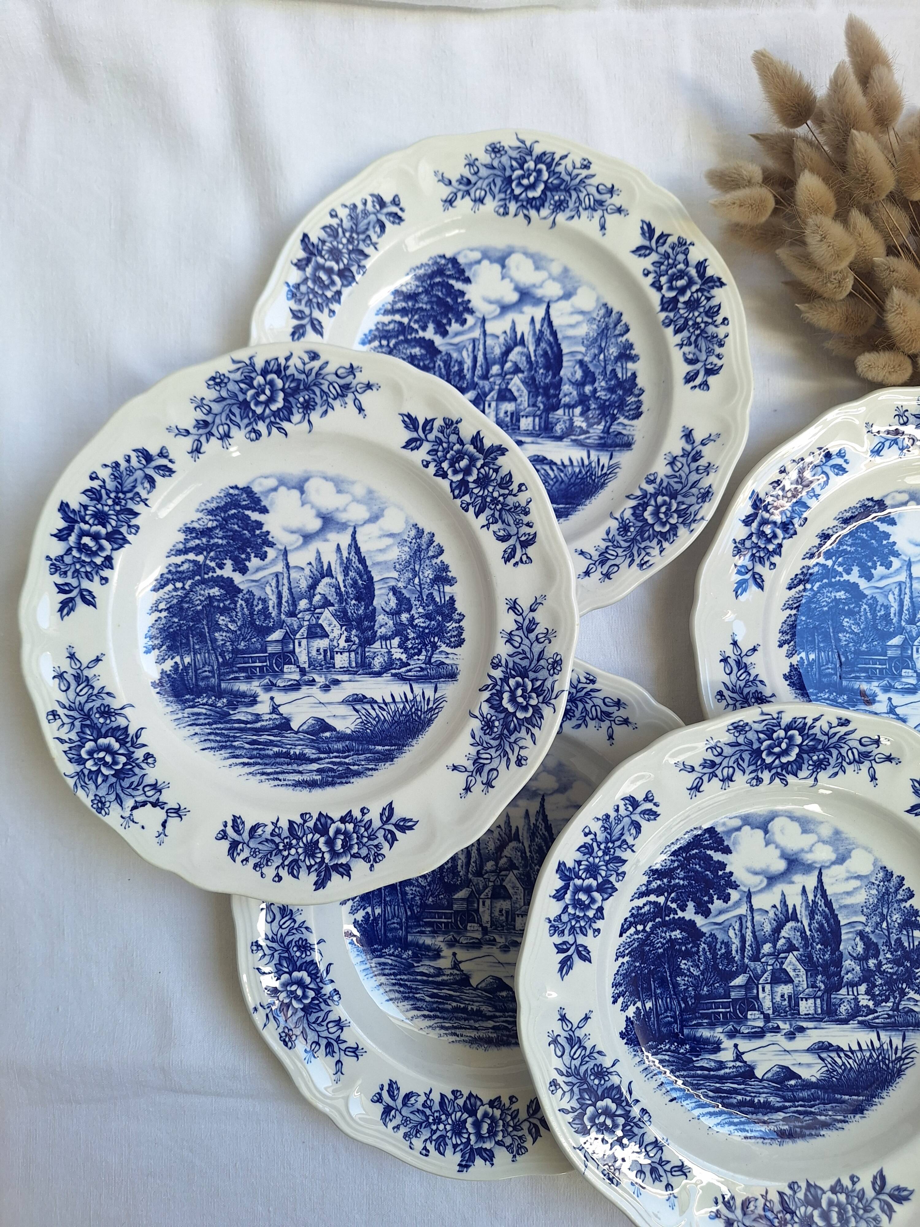 Assiettes creuses Moulin des Loups bleu