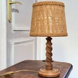Turned wood base lamp
