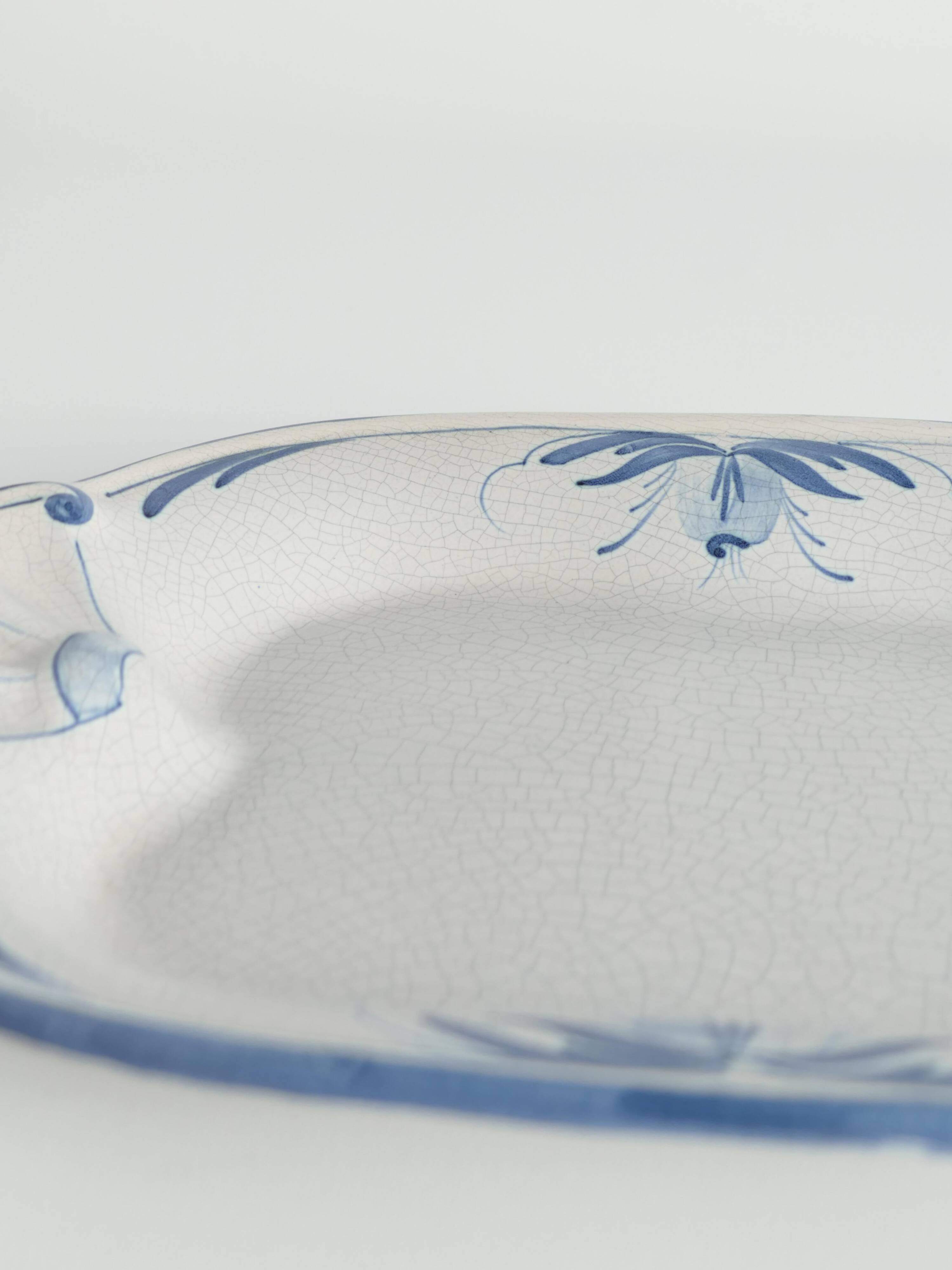 Art Deco French Blue Floral Decor Plate by Allan Eberling, Bo Fajans