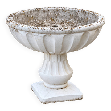 Pedestal planter in patinated stone – large garden bowl