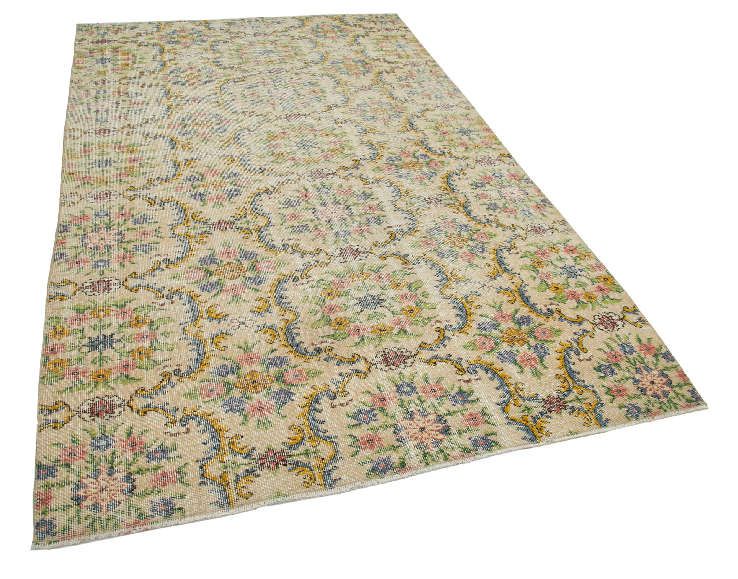 Oriental handmade rustic 1970s beige carpet 161 cm x 267 cm