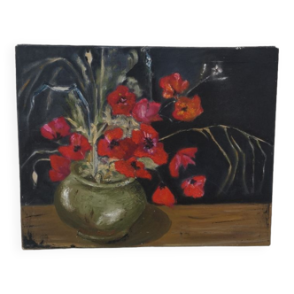 Oil on poppy canvas