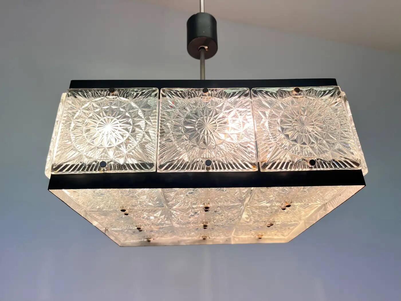 Set of three glass pendants by Kamenicky Senov, 1970s / Czechoslovakia