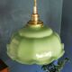 Lamp suspension vintage 70s opaline golden metal "La belle Verte"