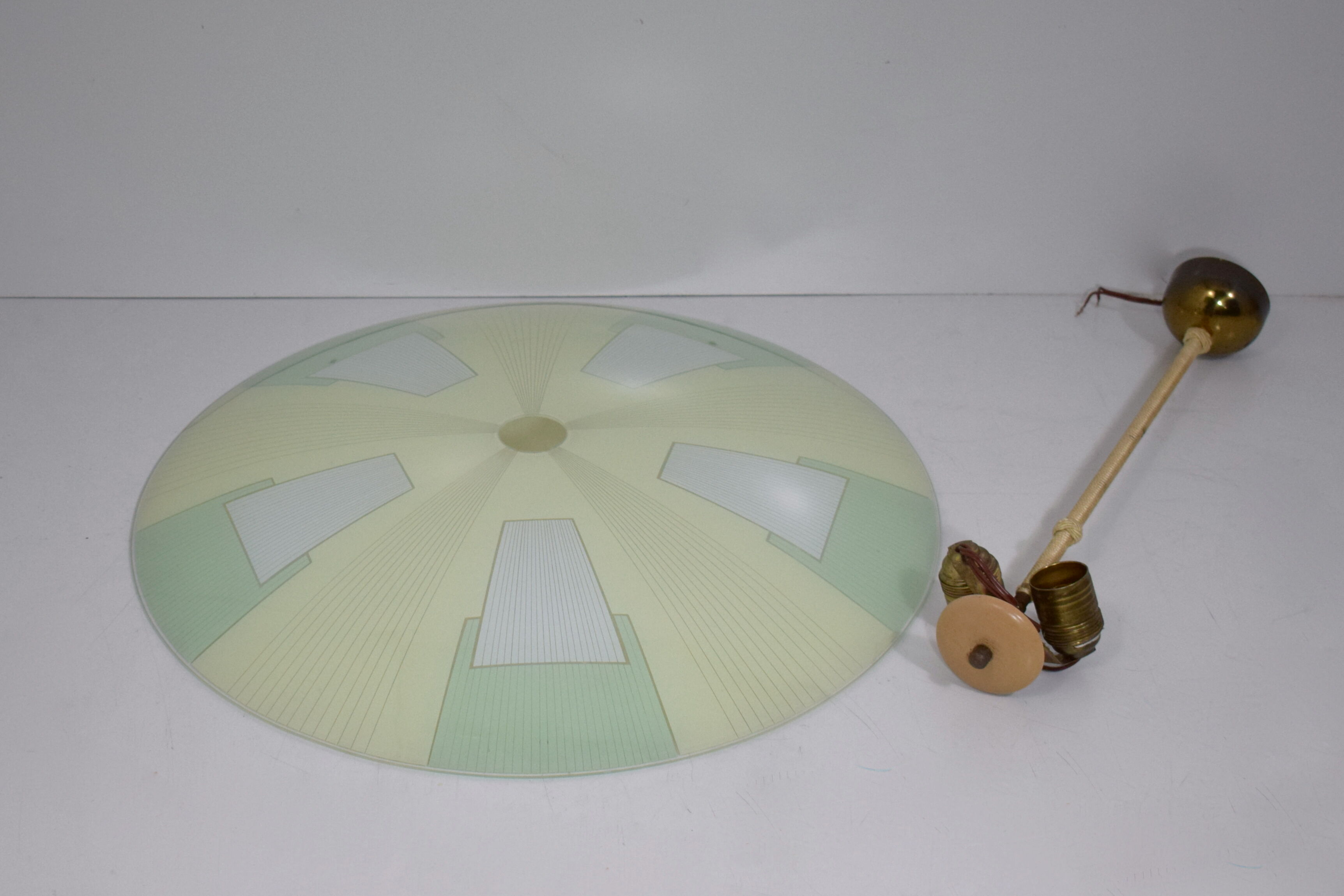 Vintage glass hanging lamp with colour patterns