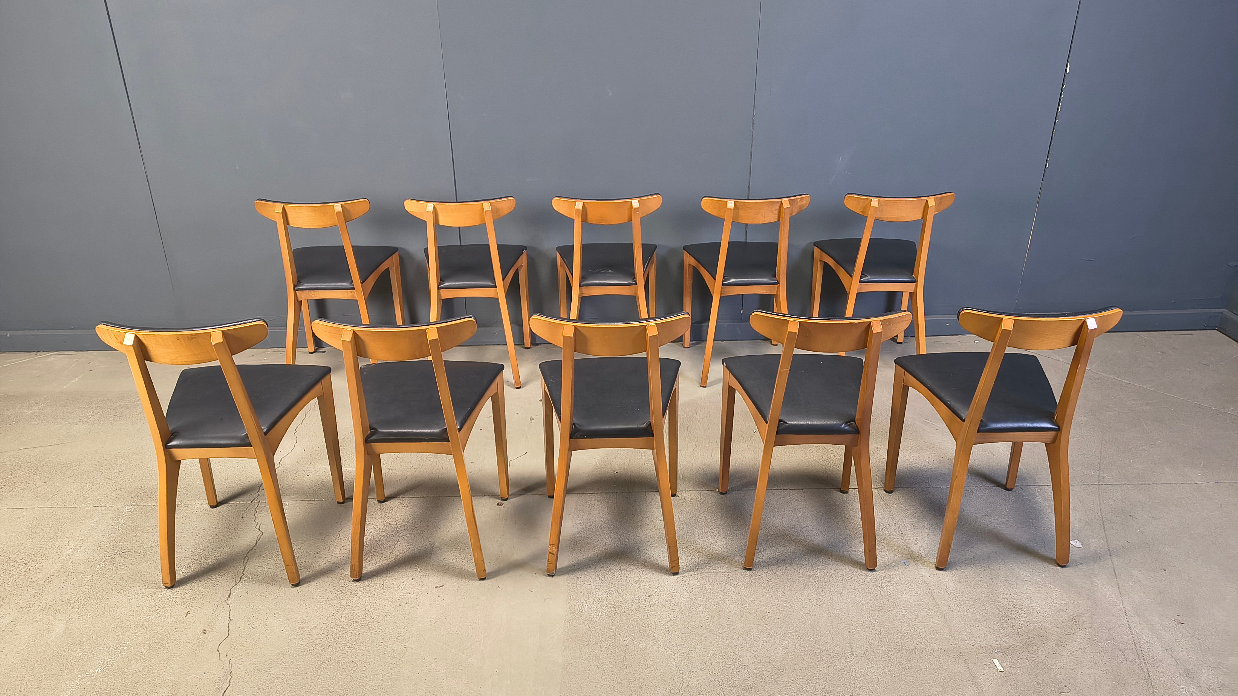 Mid-century Belgian dining chairs, set of 10, 1960s