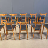 Mid-century Belgian dining chairs, set of 10, 1960s