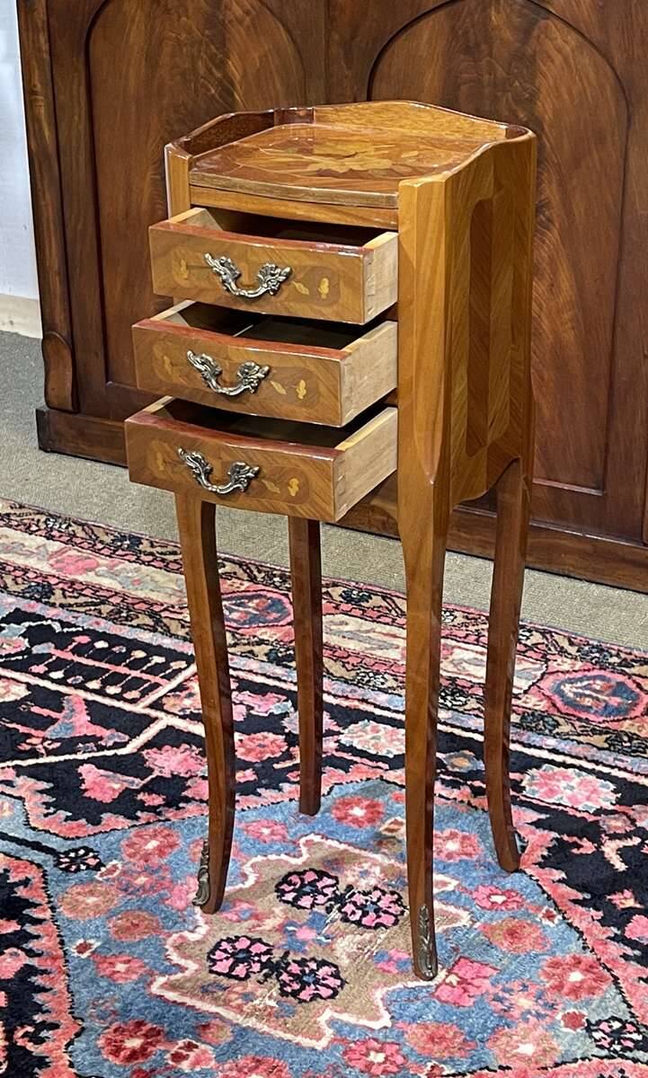 Louis XV style bedside table in rosewood and oak from the 1970s.