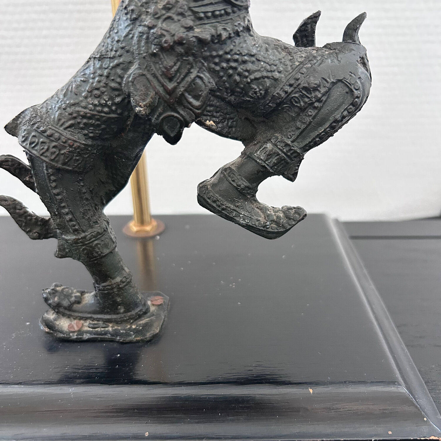 Thai warrior lamp base in bronze